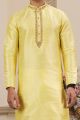 Lemon Banarasi Art Silk Kurta Pajama (NMK-8471)