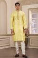 Lemon Banarasi Art Silk Kurta Pajama (NMK-8471)