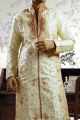 Light Gold Art Dupion Designer Kurta Pajama (NMK-1039)