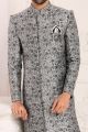 Light Grey Brocade Jaquard Indo Western (NMK-6114)
