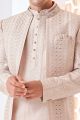 Light Onion Pink Art Embroidered Silk Indo Western (NMK-8535)