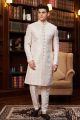Light Peach Imported Jaquard Silk Sherwani (NMK-8282)