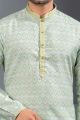 Light Pista Green Printed Cotton Silk Kurta Pajama (NMK-8722) Light Pista Green Printed Cotton Silk Kurta Pajama (NMK-8722)