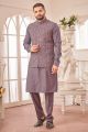 Light Purple Art Silk Mens Nehru Jacket (NMK-7996)