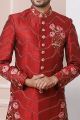 Maroon Art Banarasi Silk Indo Western (NMK-5961)