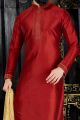 Maroon Art Dupion Kurta(NMK-3377)