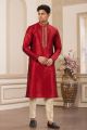 Maroon Banarasi Art Silk Kurta Pajama (NMK-8475)