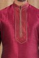 Maroon Jaquard Kurta Pajama for Men (NMK-8495)