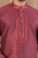 Maroon Jaquard Kurtas for Men (NMK-8499)