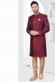 Maroon Jaquard Mens Indo Western (NMK-7785)