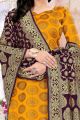 Mustard Banarasi Silk Salwar Suit (NWS-6416)