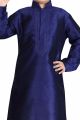 Navy Blue Art Dupion Kids Kurta (NKK-490)