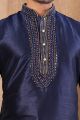 Navy Blue Art Silk Kurta Pajama (NMK-8503)
