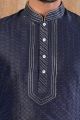 Navy Blue Jaquard Kurta Pajama (NMK-8491)