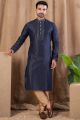 Navy Blue Jaquard Kurta Pajama (NMK-8491)