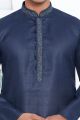 Navy Blue Linen Cotton Kurta Pajama (NMK-7595)