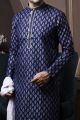 Navy Blue Silk Kurta Pyjama (NMK-6064)