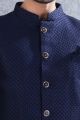 Navy Blue Tussar Silk Jodhpuri for Men (NMK-8462)