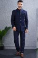 Navy Blue Tussar Silk Jodhpuri for Men (NMK-8462)