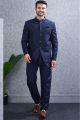 Navy Blue Tussar Silk Jodhpuri (NMK-8460)