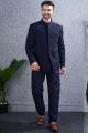 Navy Blue Tussar Silk Mens Jodhpuri (NMK-8461)