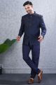 Navy Blue Tussar Silk Wedding Jodhpuri (NMK-8464)