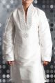 Off White Art Dupion Kids Kurta Pajama (NKK-236)