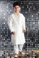 Off White Art Dupion Kids Kurta Pajama (NKK-242)