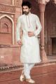 Off White Art Dupion Kurta Pajama (NMK-2946)
