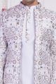 Off White Art Silk 3 piece Mens Jacket Set (NMK-8401)