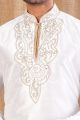 Off White Art Silk Kurta Pajama (NMK-8498)