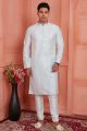 Off White Jaquard Silk Brocade Kurta Pajama (NMK-8146)