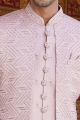 Onion Pink Art Silk Mens Indo Western (NMK-8205)