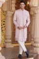 Onion Pink Art Silk Mens Indo Western (NMK-8205)