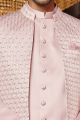 Onion Pink Art Silk Mens Indo Western (NMK-8257)