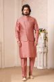 Onion Pink Art Silk Nehru Jacket for Mens (NMK-5609)