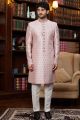 Onion Pink Imported Jaquard Silk Sherwani (NMK-8285)