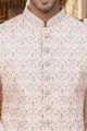 Peach Art Silk Grooms Sherwani (NMK-8184)