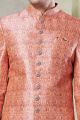 Peach Art Silk Mens Indo Western (NMK-8434)