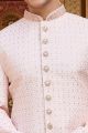 Peach Art Silk Mens Sherwani (NMK-8187)