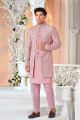 Pink Art Embroidered Silk Indo Western (NMK-8530)