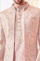 Pink Art Embroidered Silk Mens Indo Western (NMK-8545)