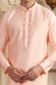 Pink Banarasi Art Silk Kurta Pajama (NMK-8480)