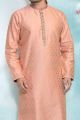 Pink Jaquard Silk Brocade Kurta Pajama (NMK-4878)