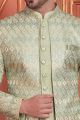 Pista Green Art Silk Mens Indo Western (NMK-7680)