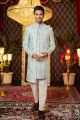 Pista Green Art Silk Mens Indo Western (NMK-8250)