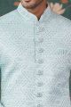 Pista Green Art Silk Mens Sherwani (NMK-8238)