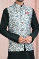 Pista Green Banarasi Silk Mens Nehru Jacket (NMK-5685)