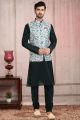 Pista Green Banarasi Silk Mens Nehru Jacket (NMK-5685)