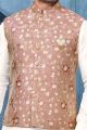 Printed Light Maroon Jaquard Nehru Jacket (NMK-7368)